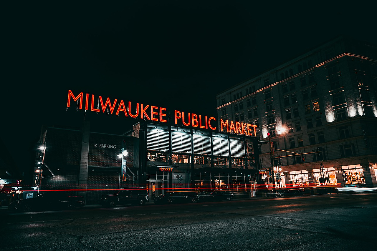 Milwaukee Public Market at night